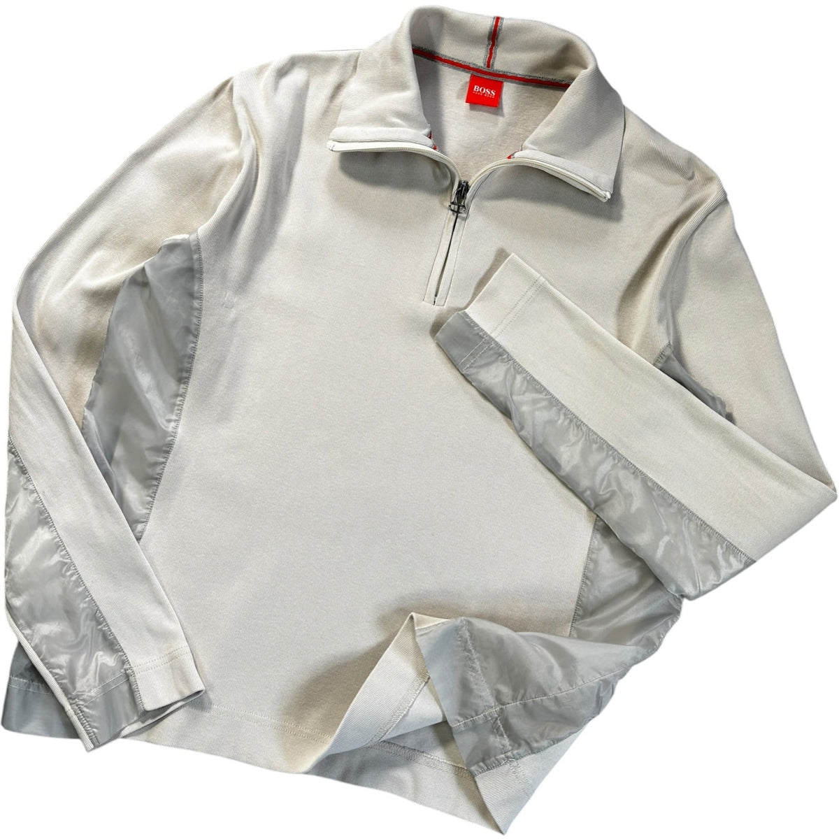 Hugo Boss Orange 00’s Panelled Translucent Quarter Zip Jumper M | Medium, Multicoloured