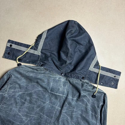 S/S 1986 Charcoal Grey Sail Cloth Marina Spell Out Hooded Coach Jacket