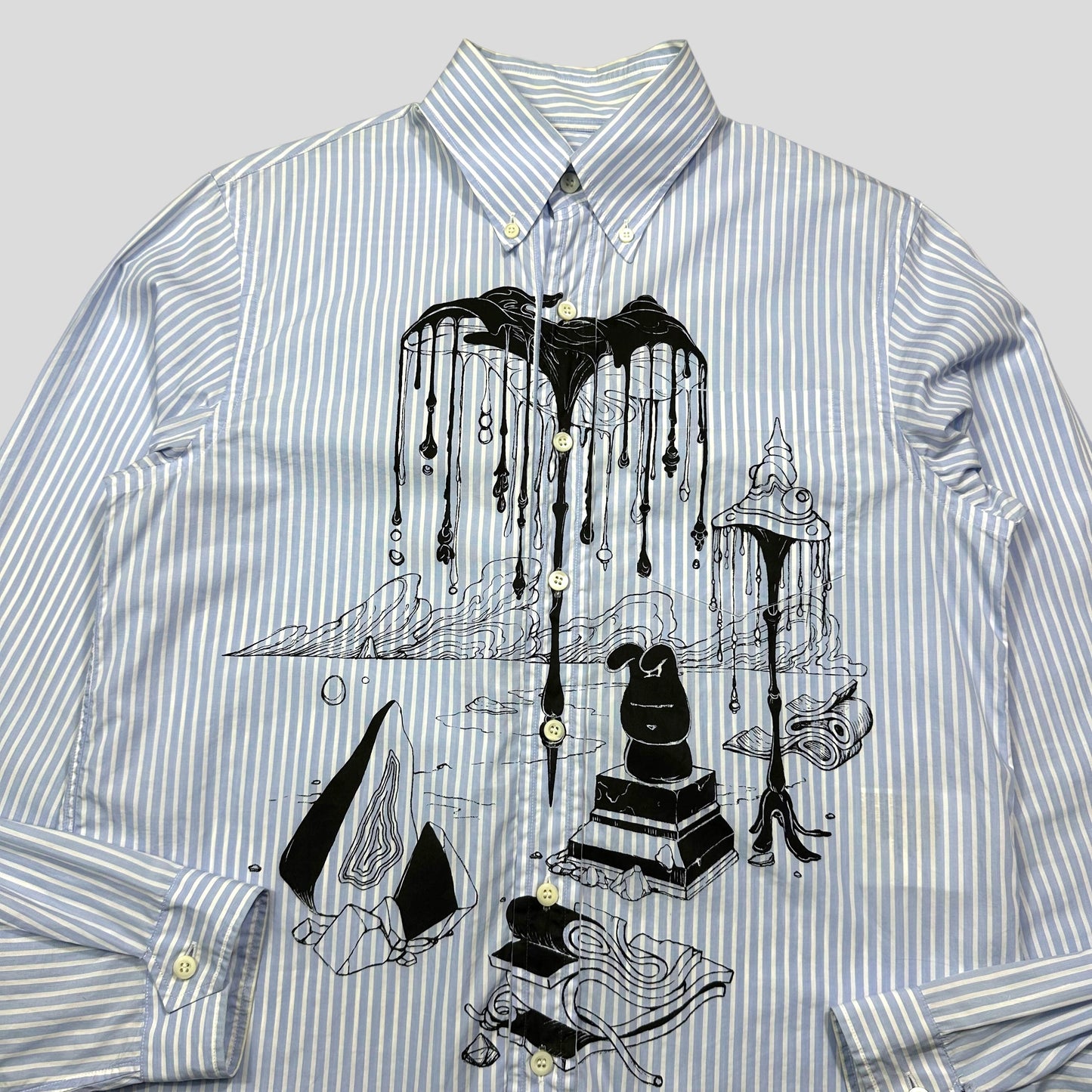 Prada SS18 James Jean Comic Print Striped Shirt - S/M