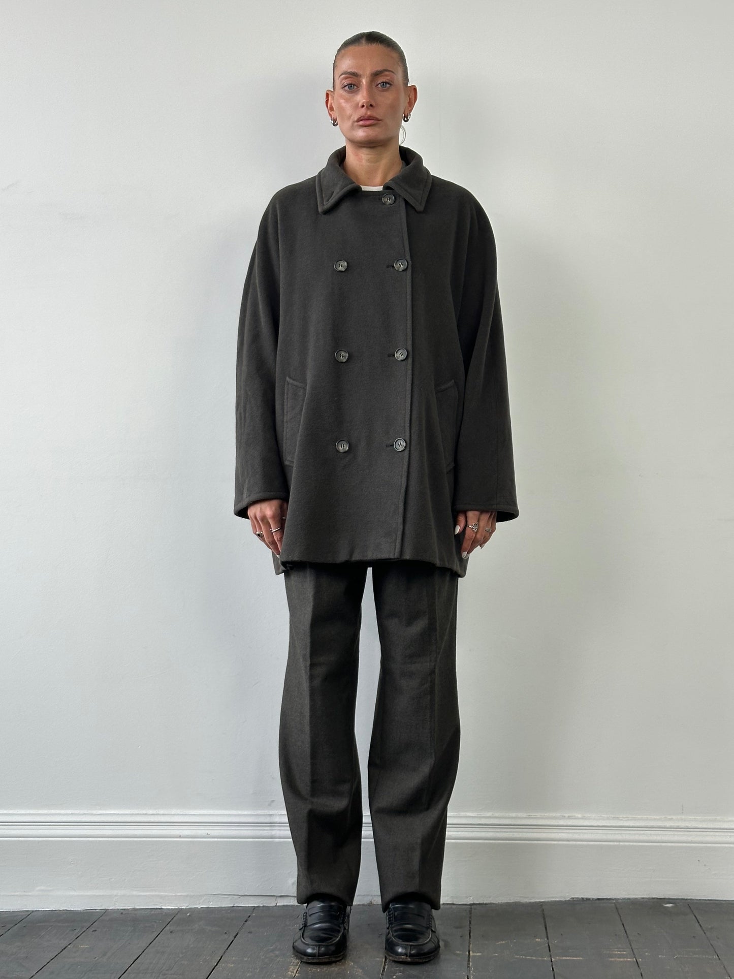 Marella 1990s Virgin Wool Double Breasted Coat - L/XL