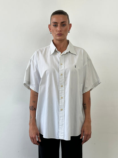 Yves Saint Laurent Pour Homme Pure Cotton Short Sleeve Logo Shirt - XXL
