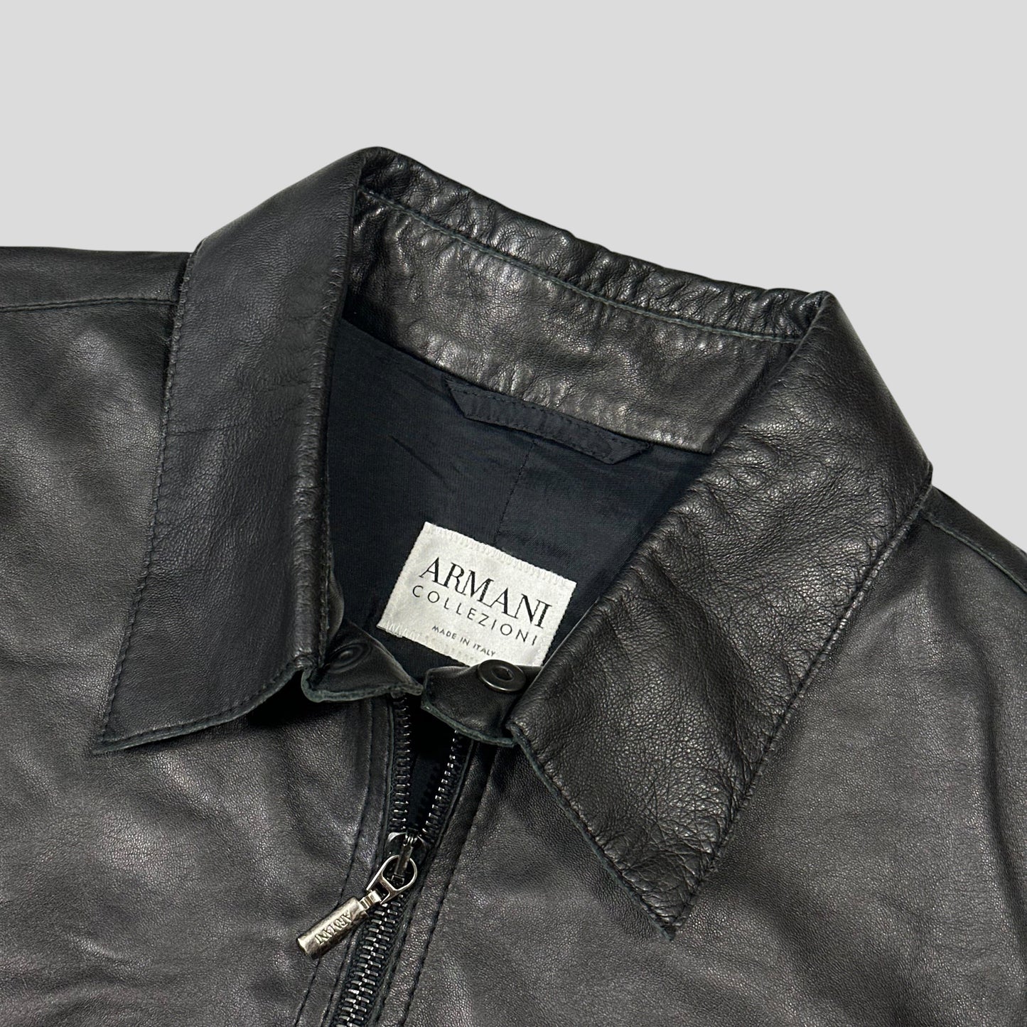 Armani Collezioni 90’s Nappa Leather Lined Chore Jacket - M/L | Default Title, Black