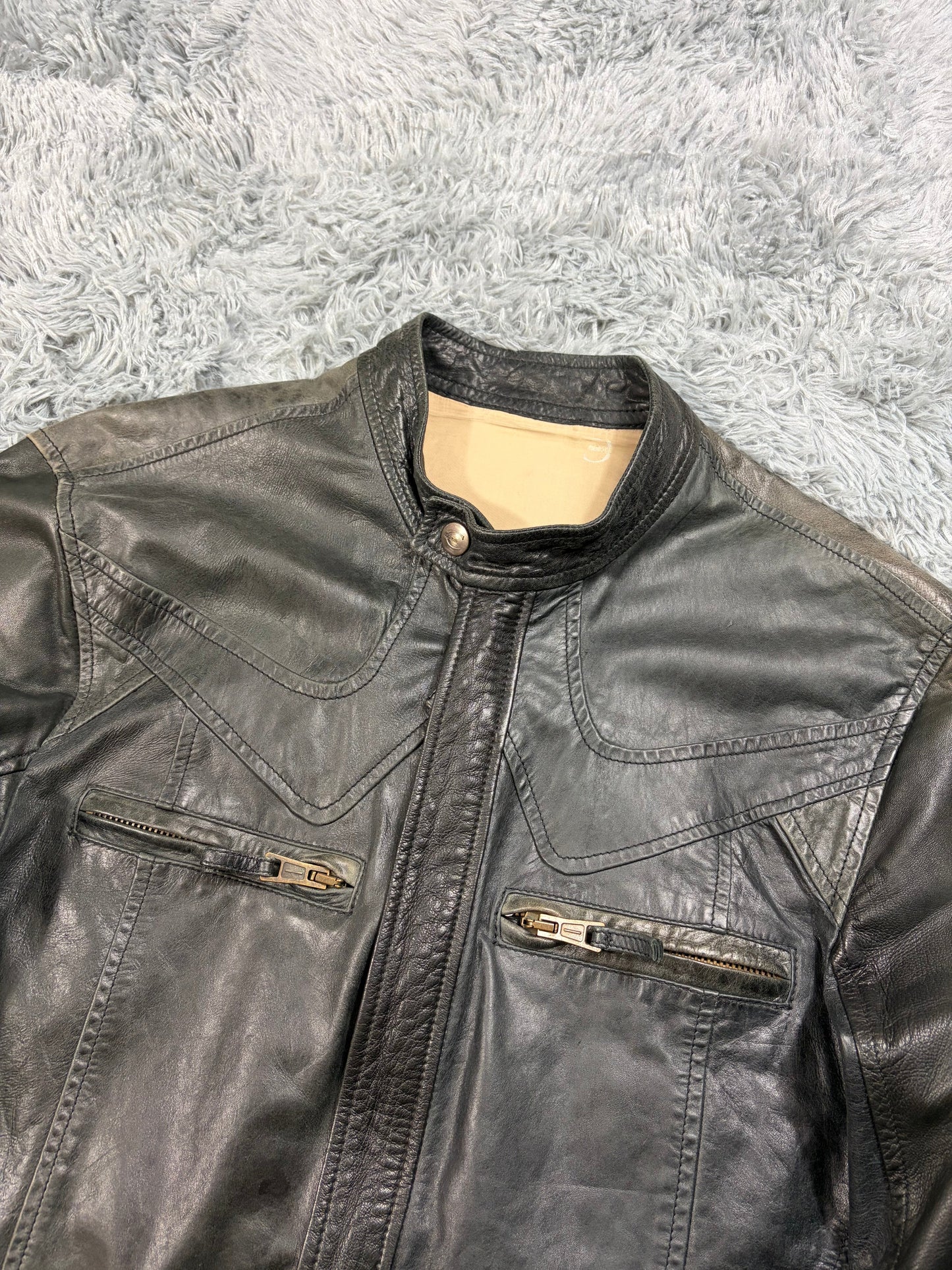 Just Cavalli SS07 Leather Weathered Bondage Jacket - L | O/S, Multicoloured