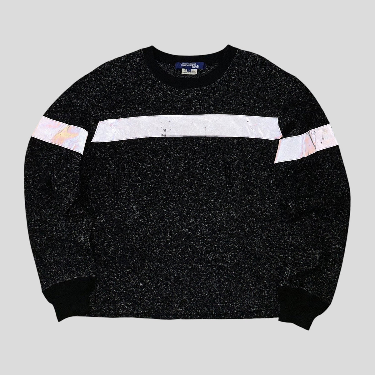Junya Watanabe MEN 2018 Speckled 3M Reflective Panelled Knit - L (M) | Medium, Grey