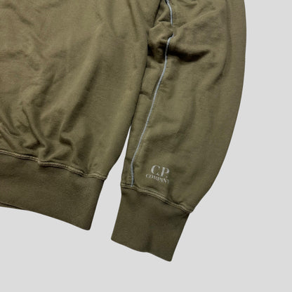 CP Company SS07 Piped Logo 1/4 Zip Convertible Collared Hoodie - M/L