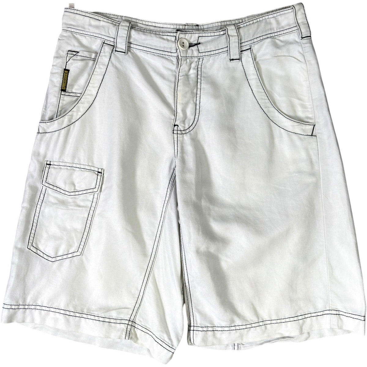 Armani Jeans 00’s Contrast Stitch Linen Hemp Shorts W32 | W32, Multicoloured