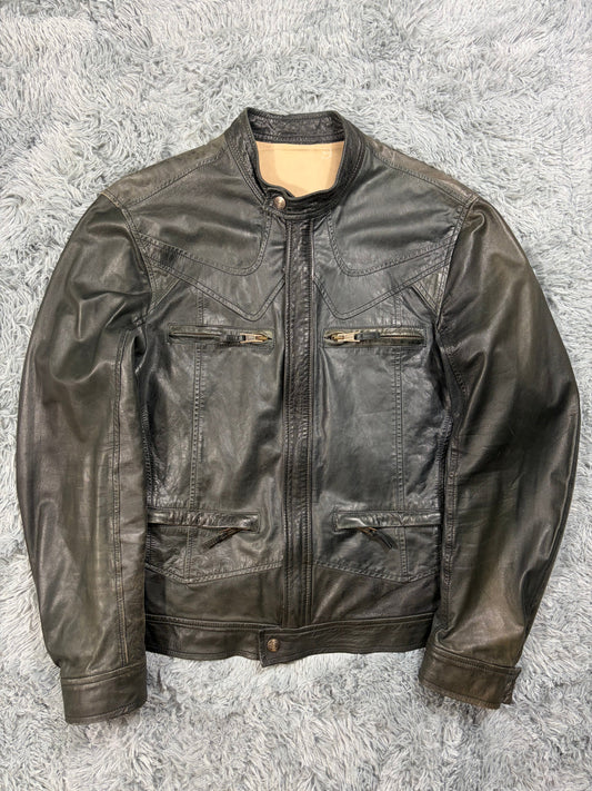 Just Cavalli SS07 Leather Weathered Bondage Jacket - L | O/S, Multicoloured