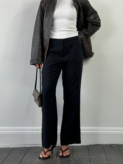 Max Mara Cotton Silk Mid Waisted Straight Leg Trousers - W34