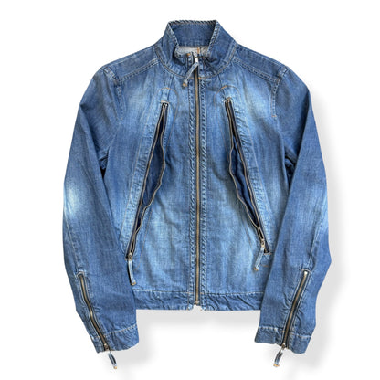 2000's FCUK Jeans Denim Moto Jacket (S) | Default Title, Blue