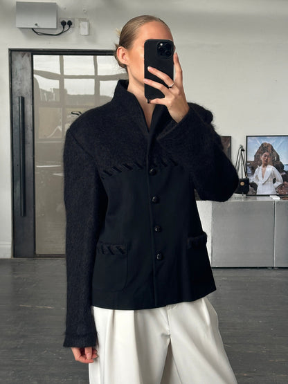 Italian Vintage 1990s Mohair Wool Contrast Panel Jacket - M