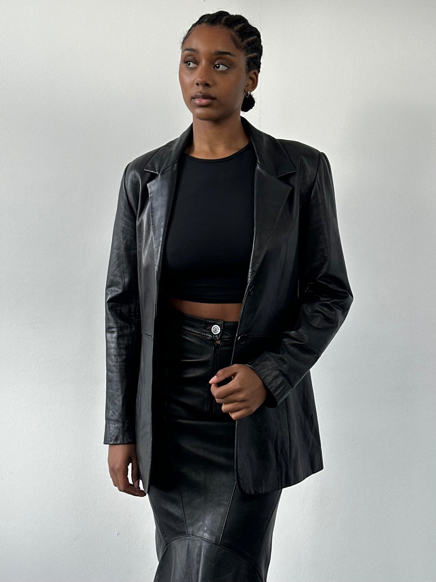 Vintage 1990s Fitted Leather Jacket - S