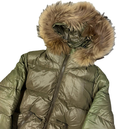 Duvetica Fur Hood Puffer Jacket In Khaki Green ( S )