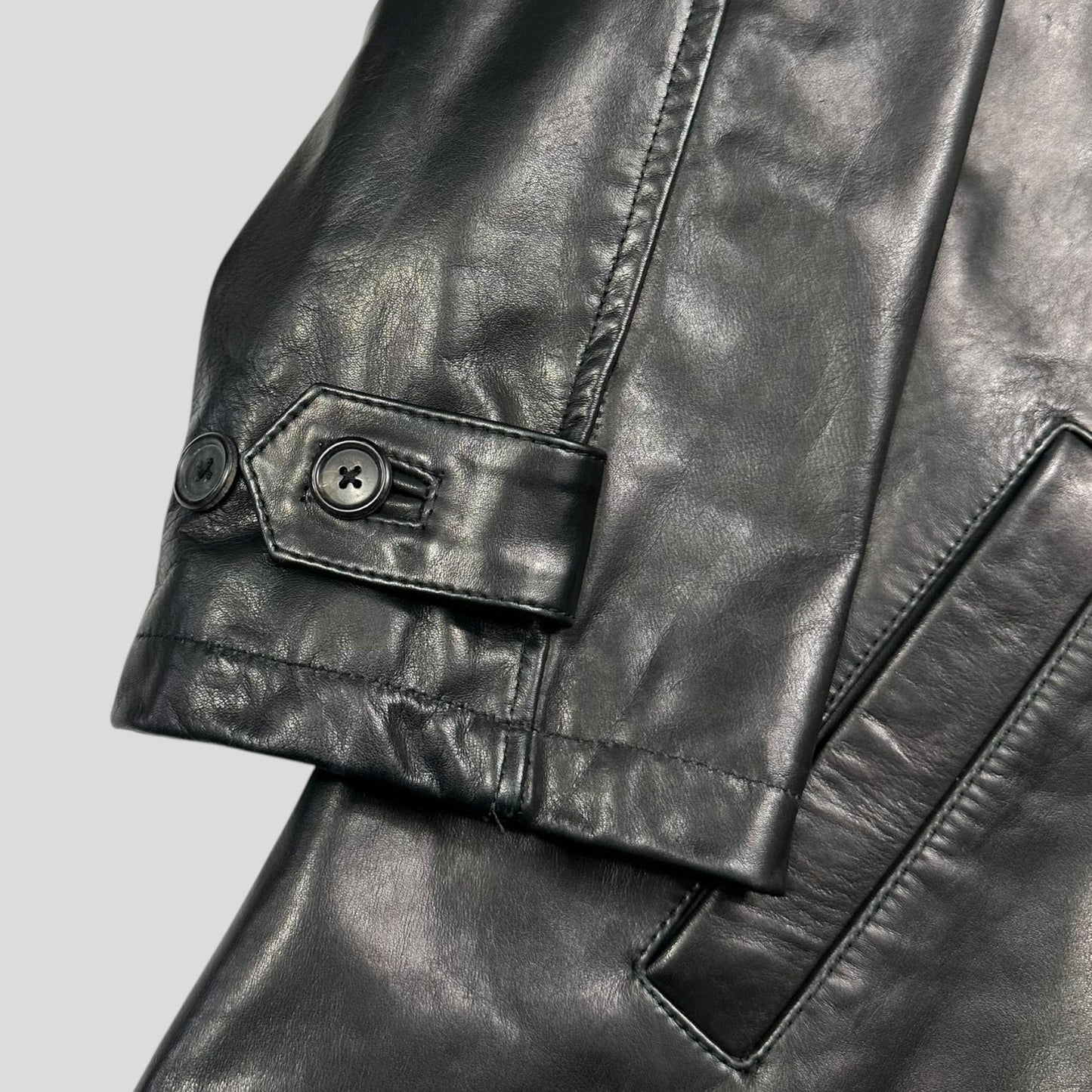 Prada Milano AW98 Wool Lined Gloss Leather Matrix Trench Coat - IT50