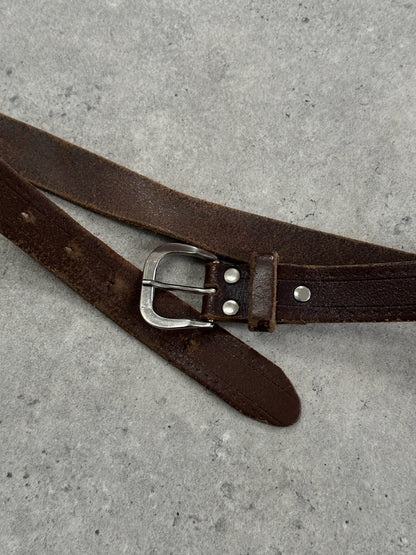 Vintage 1990s Distressed Slim Leather Belt - W22-29”