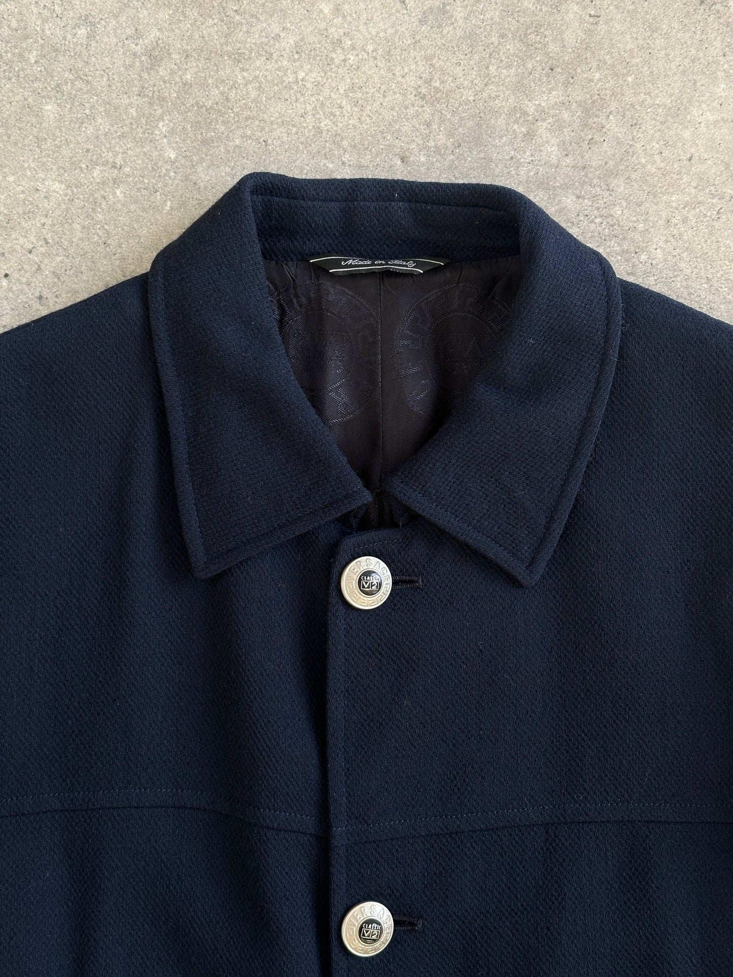 Versace Classic V2 1990s Bespoke Button Pure Wool Chore Jacket - L