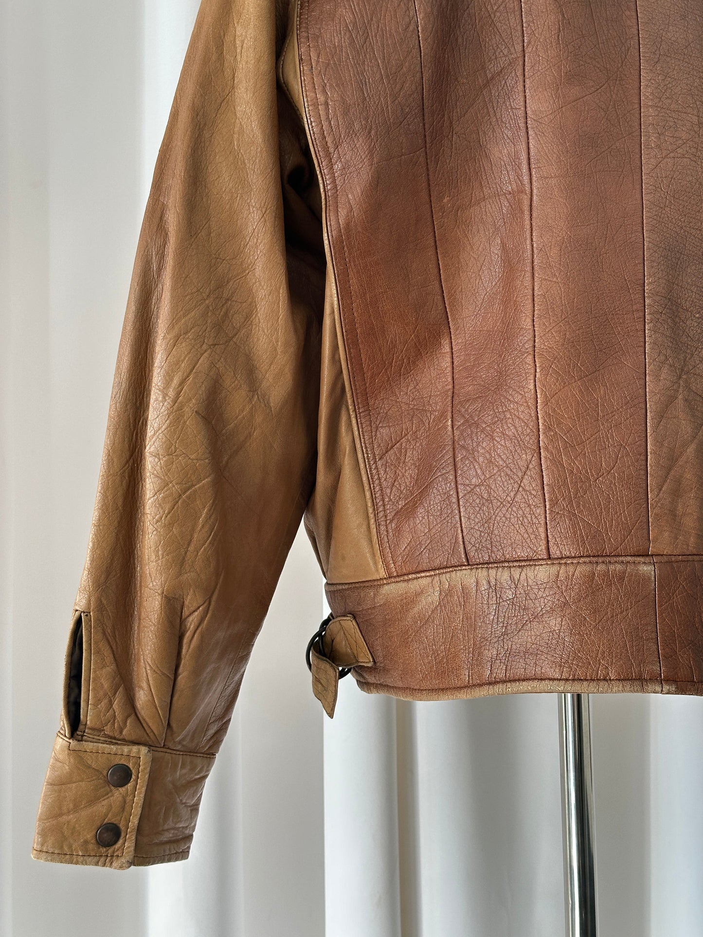 Italian Vintage 1980s Leather Bomber Jacket - M/L