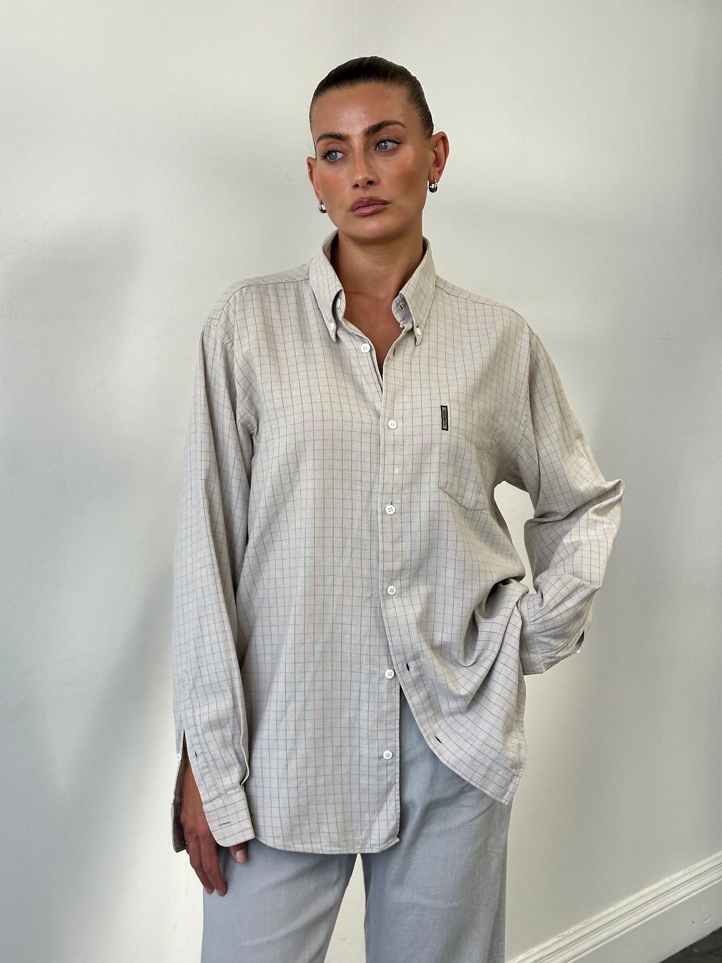 Armani Jeans Check Pure Cotton Logo Shirt - L/XL