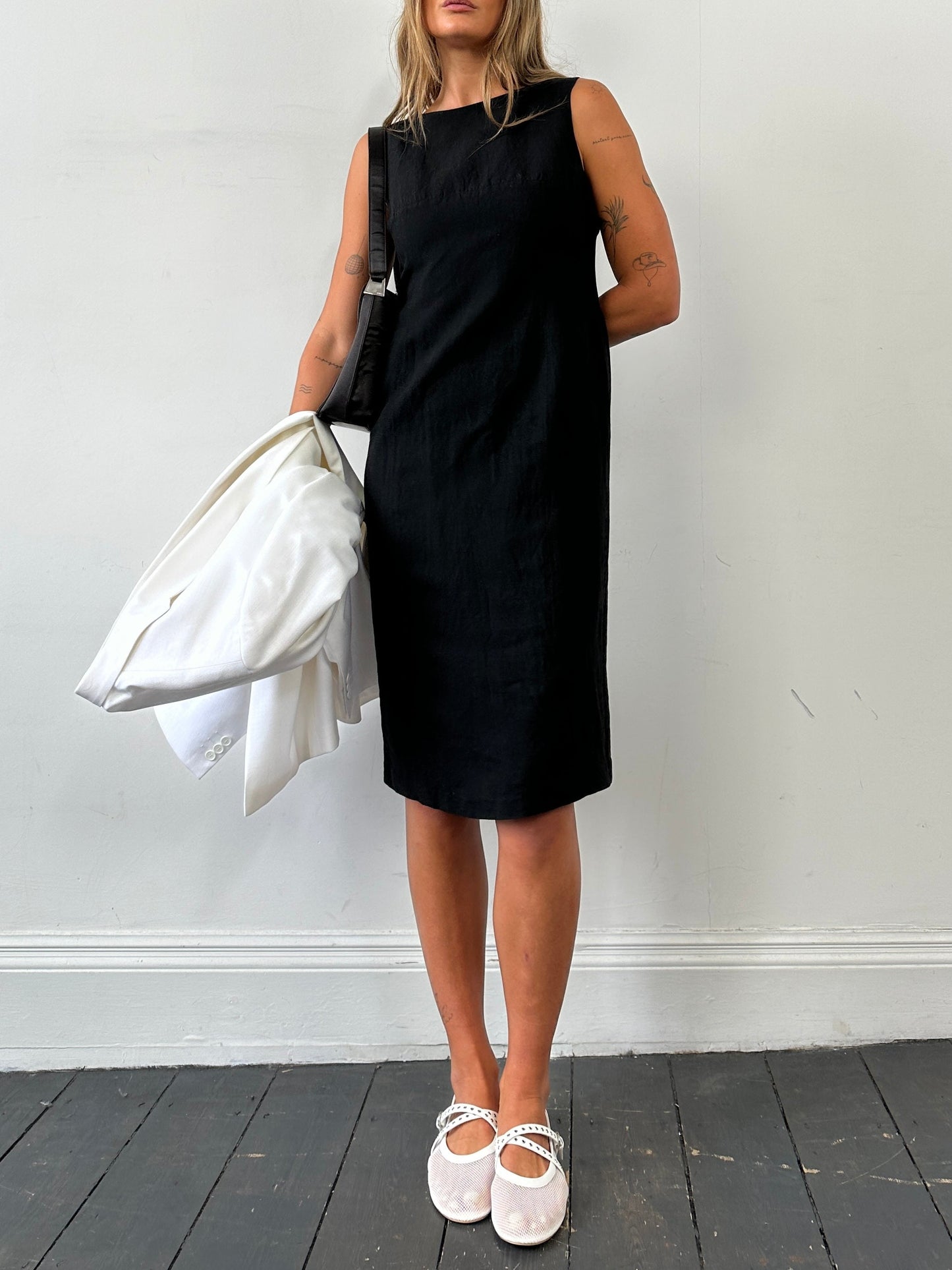 Laura Ashley Linen Midi Shift Dress - S