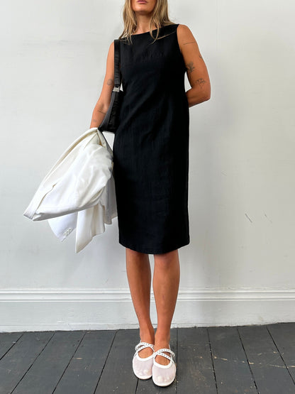 Laura Ashley Linen Midi Shift Dress - S