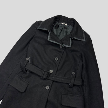 Miu Miu 2006 Wool + Nylon Mini Belted Trench Coat - IT38 | Default Title, Black