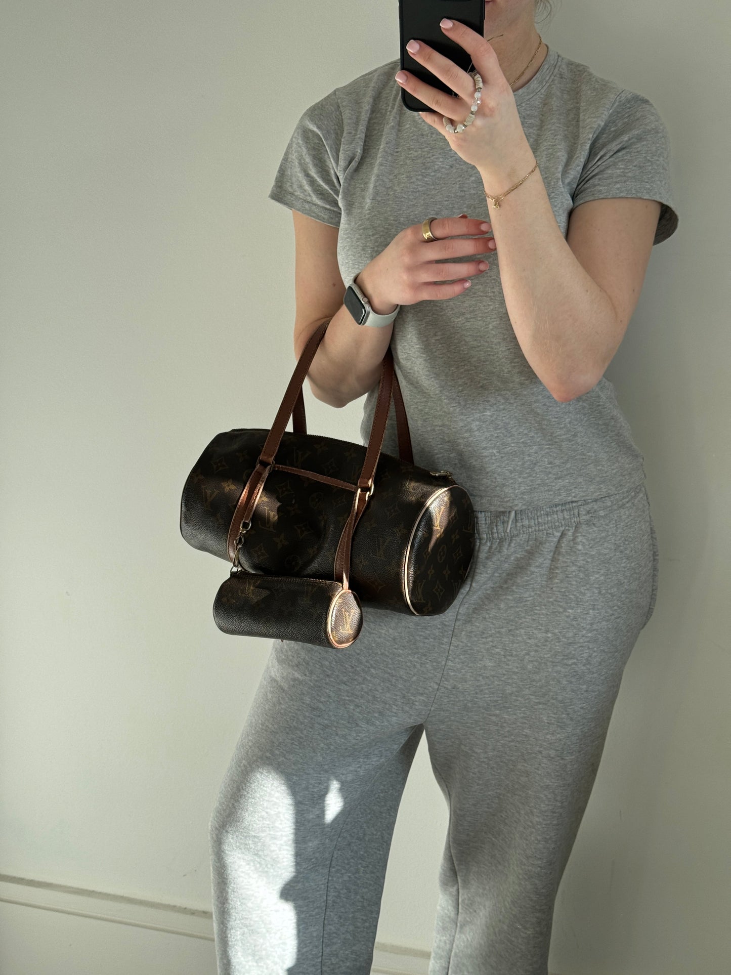Vintage 1992 Louis Vuitton Papillon 30 + Mini Papillon Handbag Set | O/S, Brown