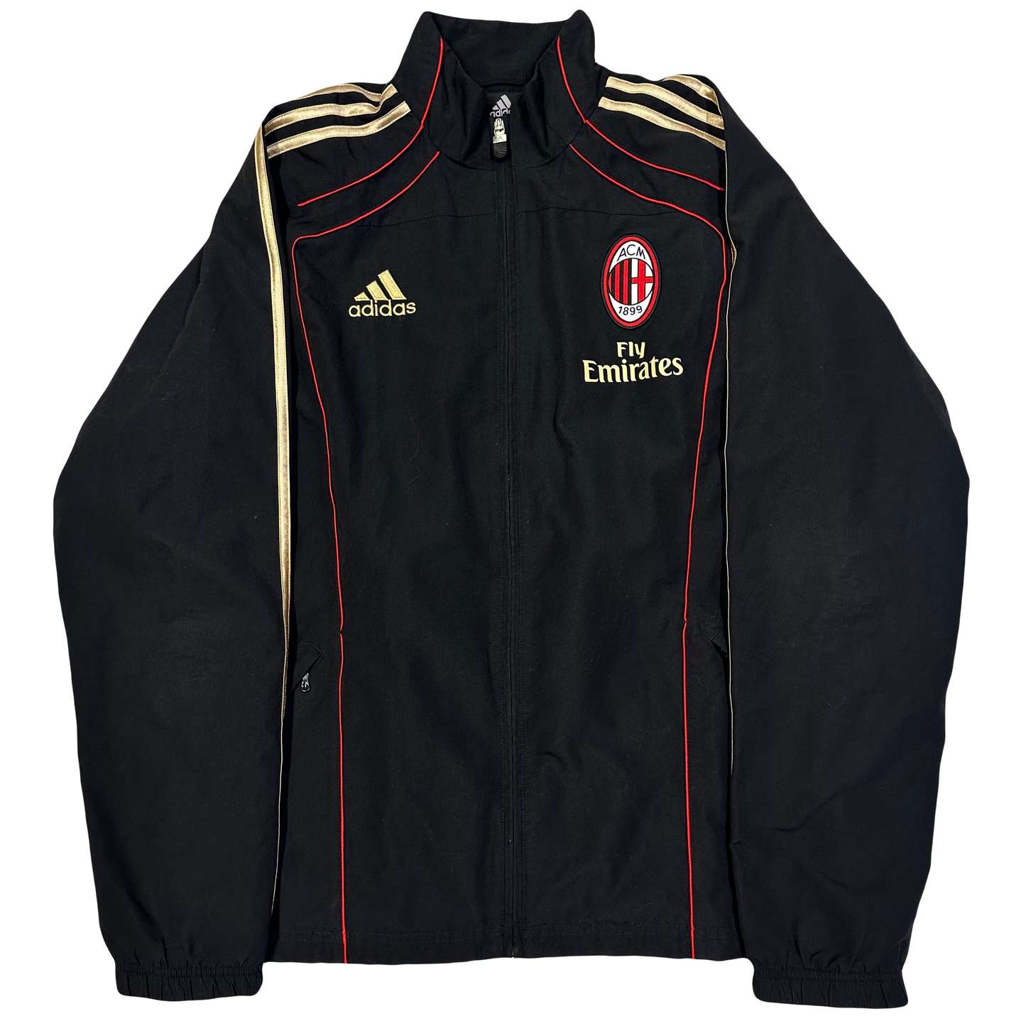 Adidas AC Milan 2010/12 Tracksuit Top In Black, Gold & Red ( M )