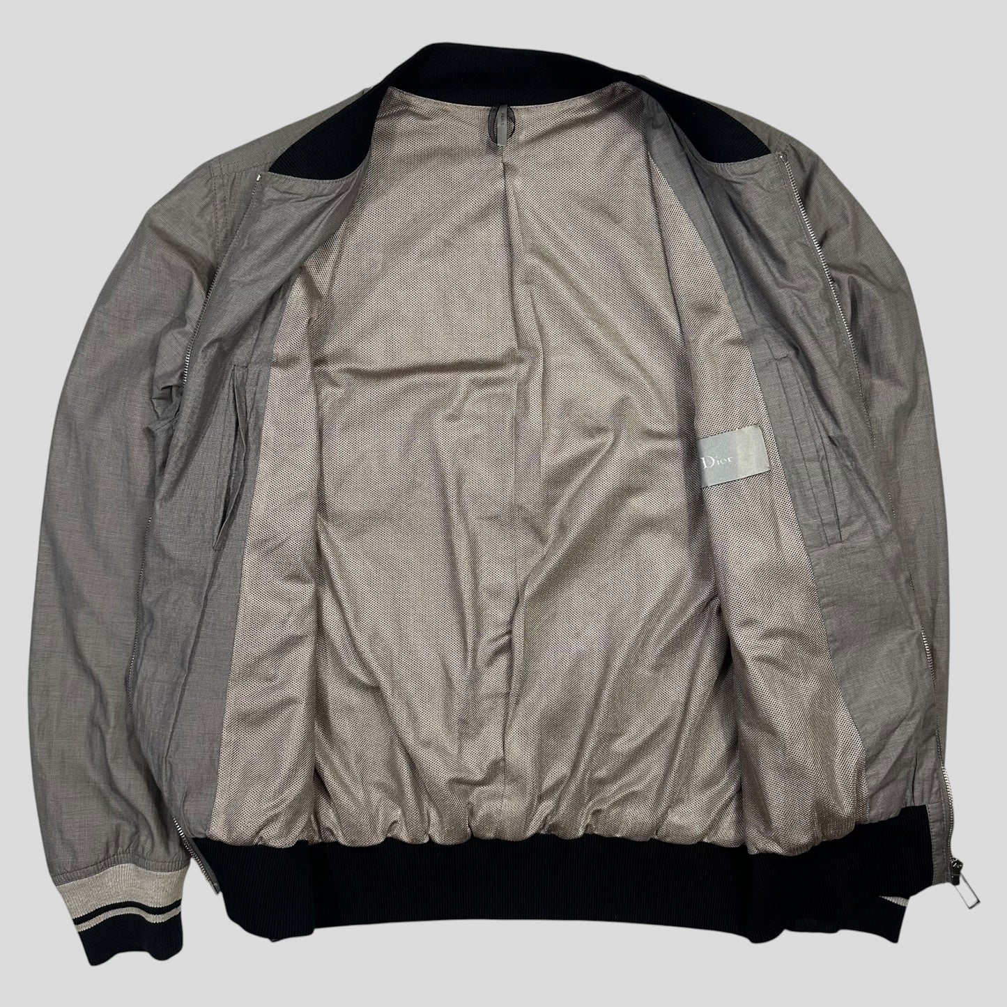 Dior Homme 2010 Bee Varsity Microcheck Cotton Bomber Jacket - M | Default Title, Grey
