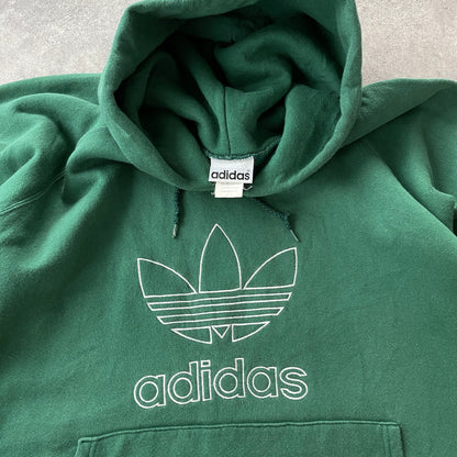 Adidas 1990s heavyweight embroidered hoodie (M)