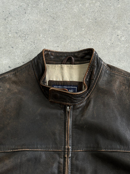 Vintage Moto Aged Leather Jacket - L