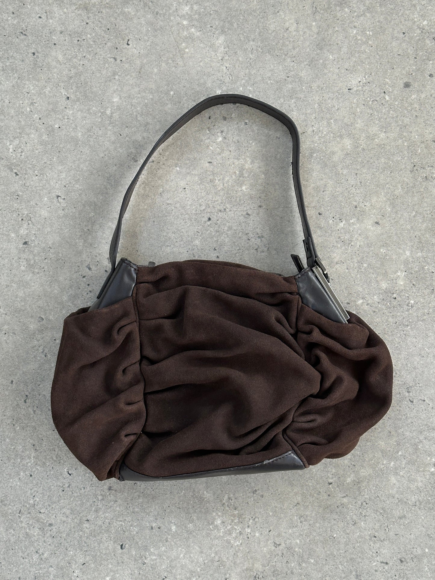 Armani Jeans Suede Ruched Shoulder Bag