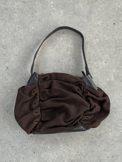 Armani Jeans Suede Ruched Shoulder Bag