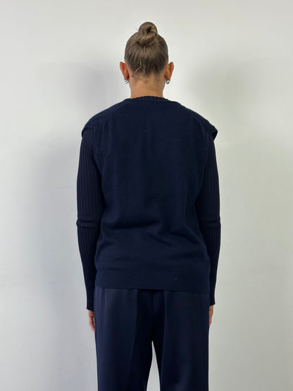 Burberry Lambswool Logo Sleeveless Cardigan - L