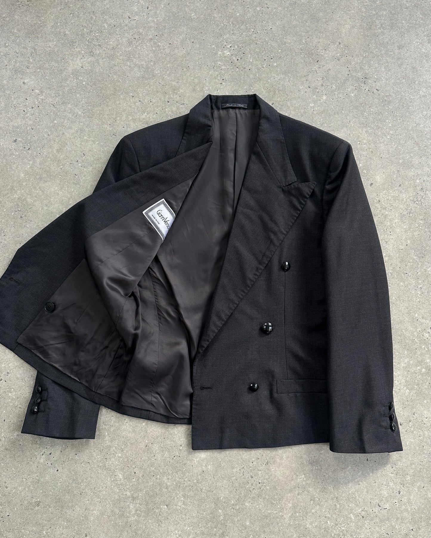 Gianni Versace 80s Pure Wool Cropped Double Breasted Blazer - S/M