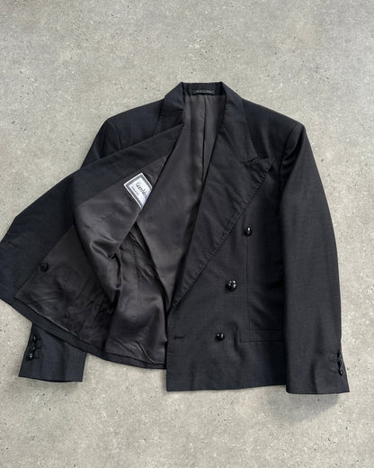 Gianni Versace 80s Pure Wool Cropped Double Breasted Blazer - S/M