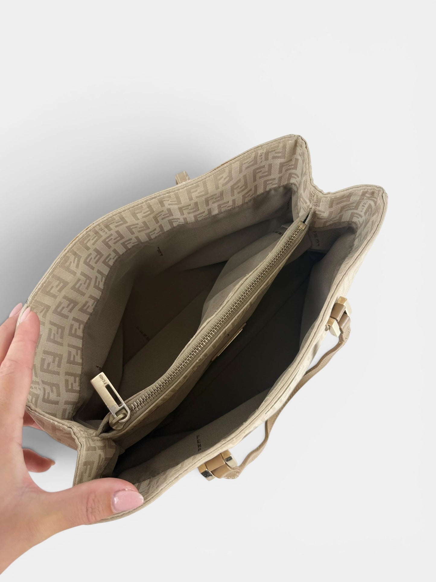 90s Fendi Zucca Beige Handbag | O/S, Multicoloured