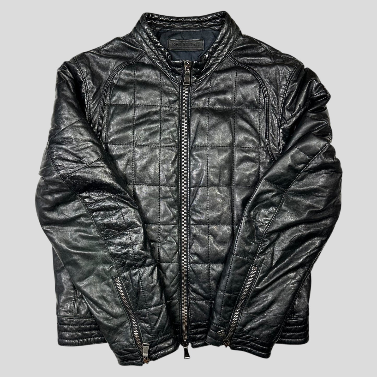 Neil Barrett 00’s Lambskin Leather Moto Puffer Jacket - M/L