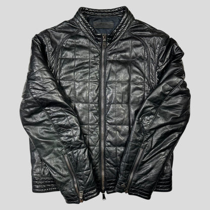 Neil Barrett 00’s Lambskin Leather Moto Puffer Jacket - M/L