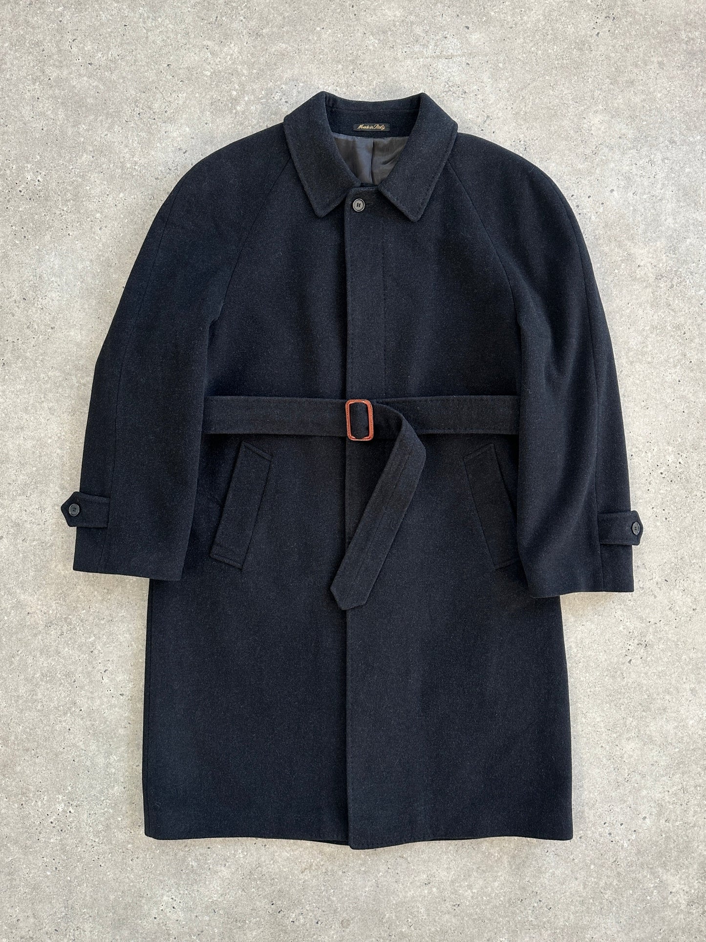 Italian Vintage 1990s Wool Cashmere Belted Coat - XXL