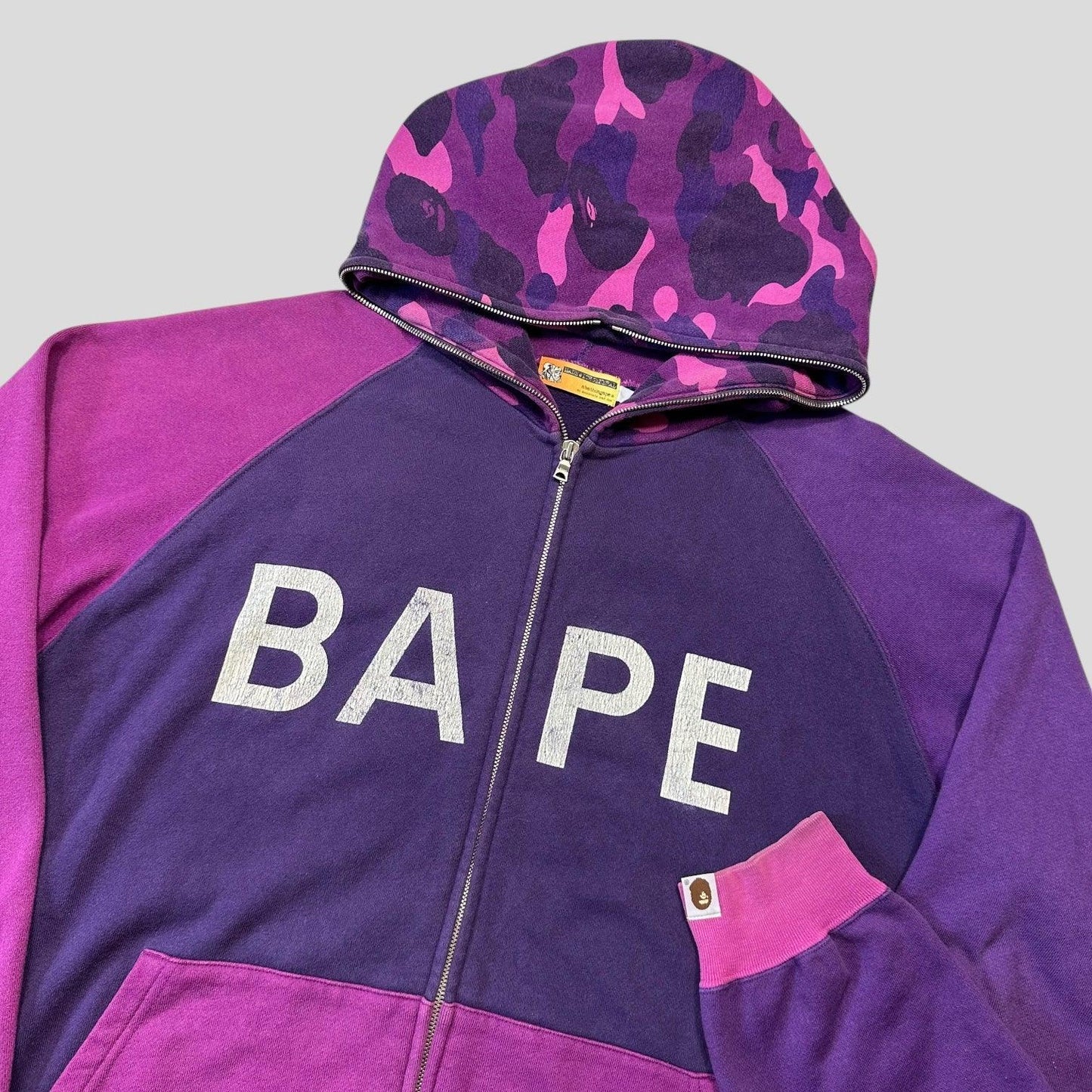 Bape OG 2004 Purple Camo Spellout Full Zip Hoodie - L/XL