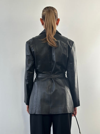 Vintage Leather Belted Jacket - M/L