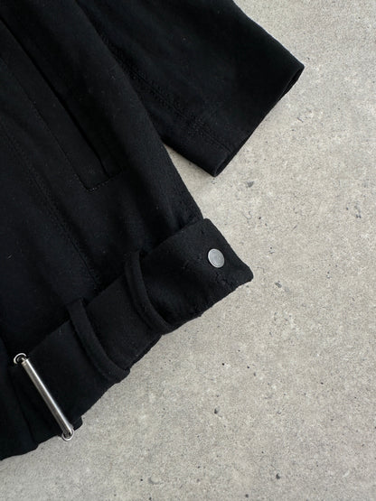 Helmut Lang Asymmetric High Neck Wool Belted Jacket - S