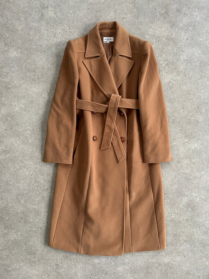 Valentino 1990s Pure Wool Double Breasted Bespoke Button Belted Coat - L