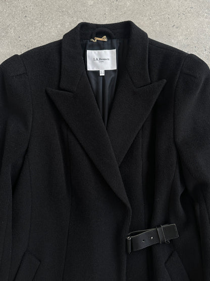 L.K. Bennett Pure Wool Minimal Wrap Coat - M