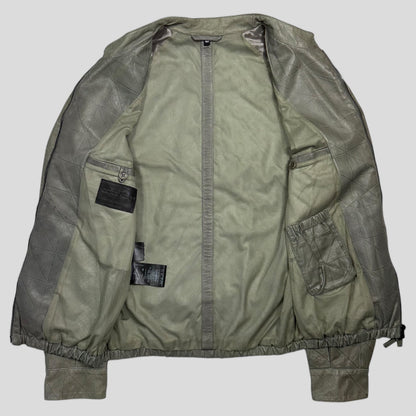 Giorgio Armani 2010 Perforated Leather Grid Bomber Jacket - IT48 (M) | Grey
