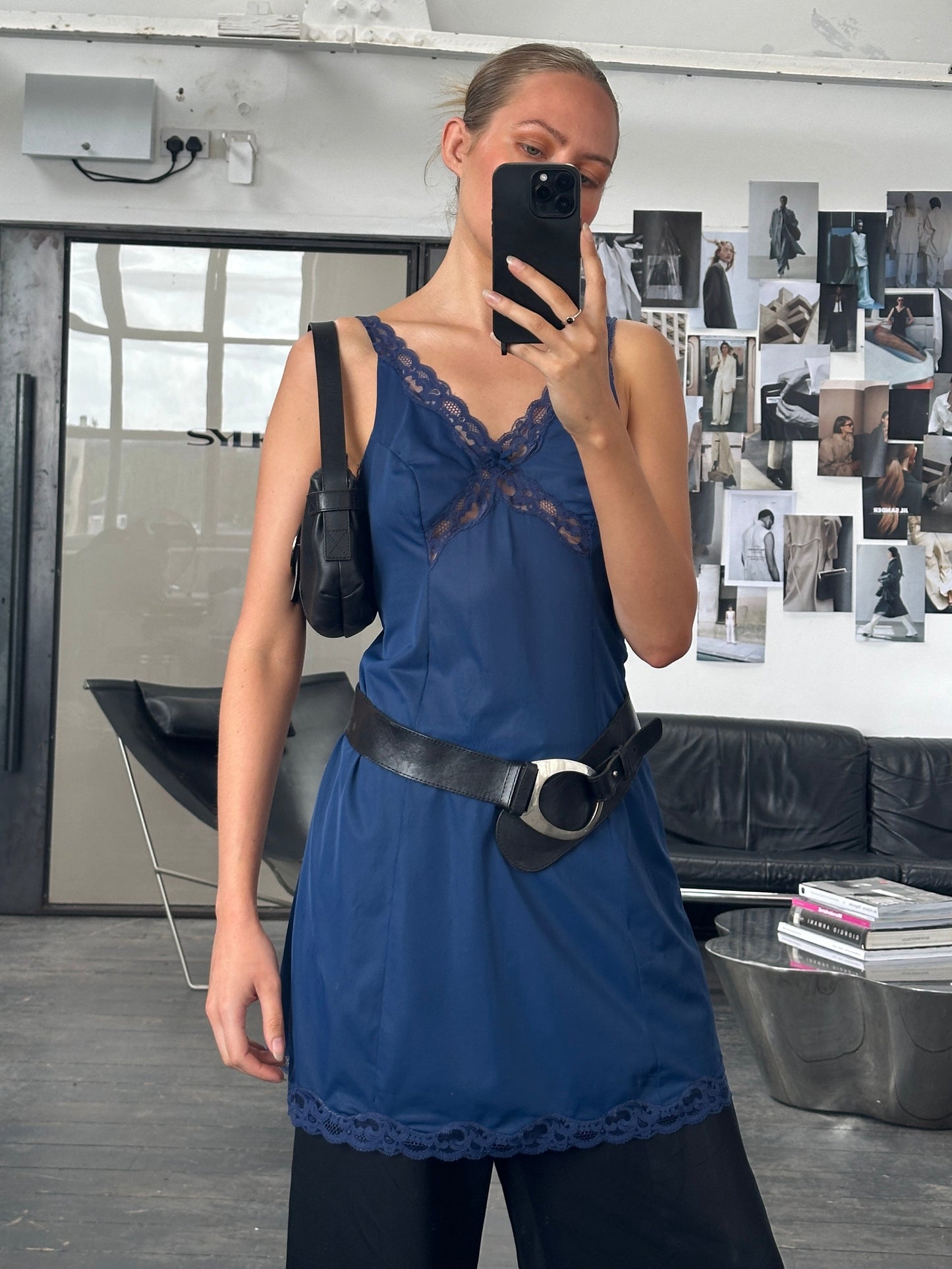 Vintage 1980s Lace Sheer Mini Slip Dress - S