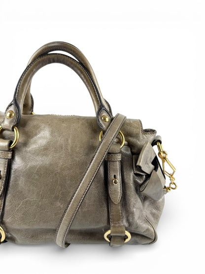 2010s Miu Miu Vitello Lux 2Way Handbag | O/S, Khaki