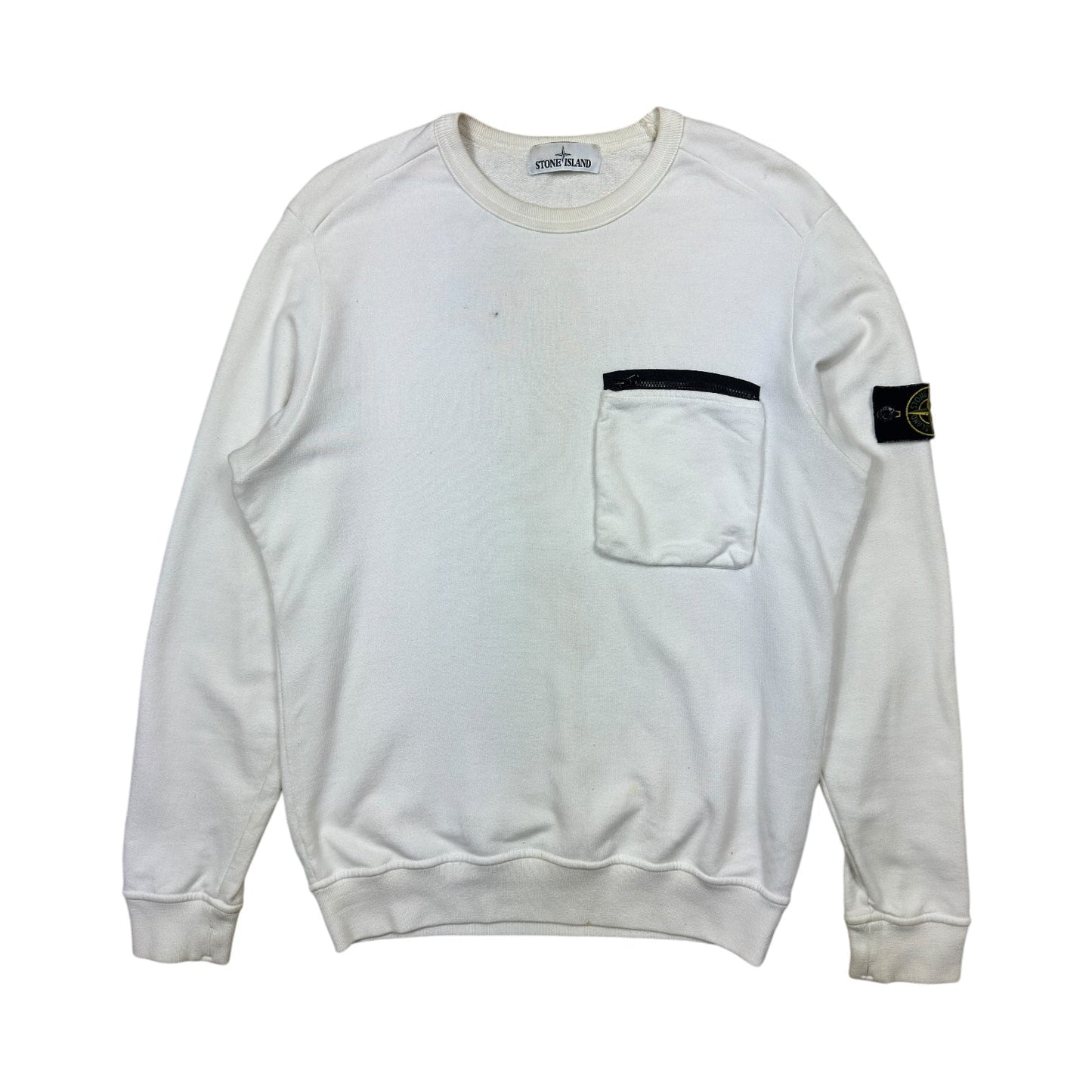 Stone Island White Pocket Crewneck Sweatshirt