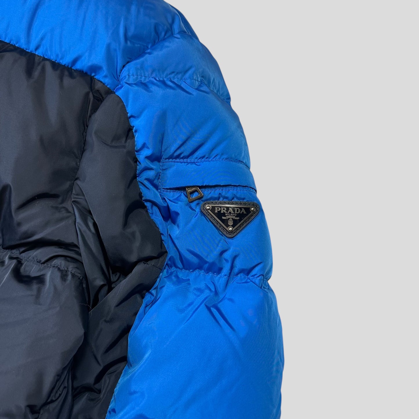 Prada 2012 Plaque Logo Bi-colour Nylon Goose Down Puffer Jacket - IT56 (L/XL) | Default Title, Blue