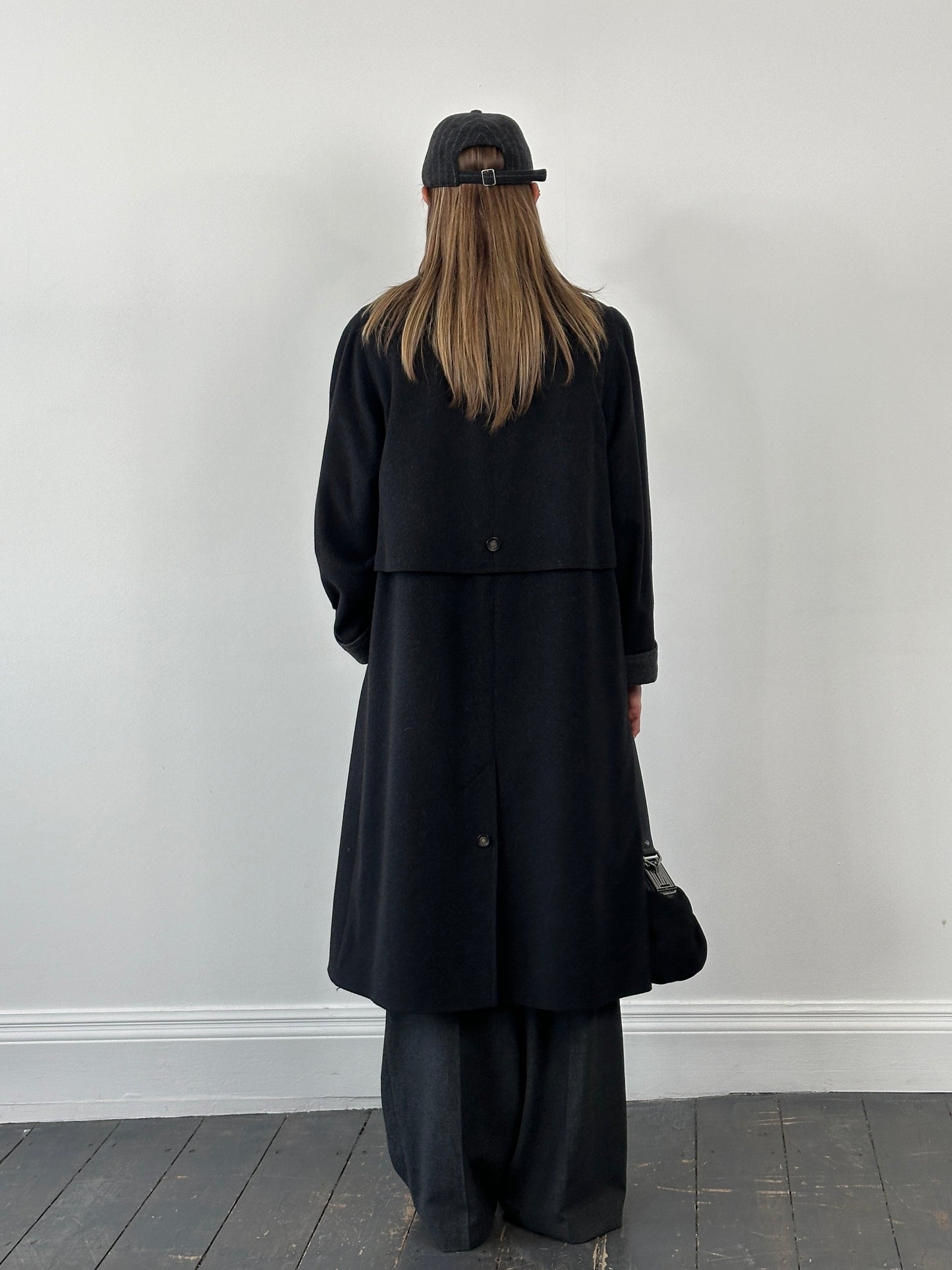 Vintage 1990s Wool Concealed Placket Coat - L