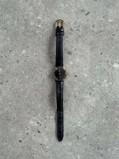 Vintage 1990s Round Quartz Leather Watch